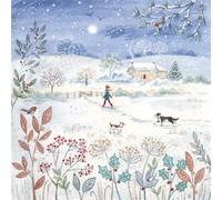 6 Winter Dog Walking Christmas Cards - Charity Xmas Cards Made in the UK