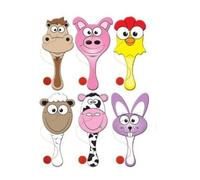 6 Wooden Farm Animal Biff Bats - Party Bag Fillers