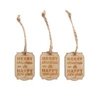 6 Wooden Merry Christmas Mini Tags x 4cm - Card Making Scrapbook Embellishment