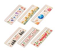 6 Wooden School Rulers, 6 Rulers for | Printed Pattern Cartoon Rulers Wooden Measuring Ruler - Innovative Measuring Stick School Supplies for Home School