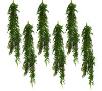 6 x 100cm Hanging String of Pearls Fern Plant Dark Green Leaf Green One Size
