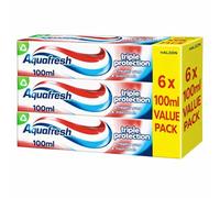 6 x 100ml Aquafresh Triple Protection Toothpaste - Fluoride Toothpaste for Strong Teeth, Healthy Gums & Fresh Breath - Everyday Family Oral Care