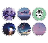 6 x 10cm Alien Vinyl Stickers - UFO Outer Space Stay Weird Planet Science Extra-Terrestrial Spacecraft Moon Gift #78973