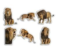 6 x 10cm Lion Vinyl Stickers - Wild Safari Animal Funny Pattern Nature Pets Face Wild Girls Boys Travel Scrapbooking #80796