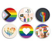 6 x 10cm Pride Vinyl Stickers - Progress Flag Love Gay LGBTQ Rights Heart Lesbian Transgender Support Scrapbooking Gift #78984