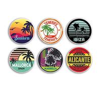 6 x 10cm Spain Vinyl Stickers - Benidorm Marbella Mallorca Ibiza Tenerife Alicante Country City Travel Map Flag Holiday Luggage Design Gift #78852