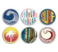 6 x 10cm Surfing Vinyl Stickers - Surfer Surf Board Palm Tree Surfboard Ride Waves Sea Ocean Beach Hippy Scrapbooking Gift #78990
