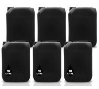 6 x 10L JERRY CAN - UN Approved Stackable Bottle Container + Tamper Evident Cap | Perfect for Storage of Water Liquids BLACK