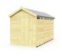 6 x 12 Feet Apex Security Shed - Single Door - L358 x W175 x H217 cm Buttercup Farm Brown One Size