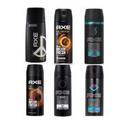 6 x 150ml AXE (LYNX) MIX Deodorant Body Spray Apollo, Peace, Black,