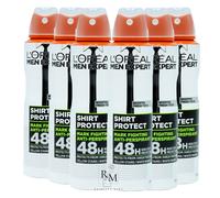 6 x 150ml LOreal Men Expert Anti-Perspirant Deodorant 48H Shirt Protection