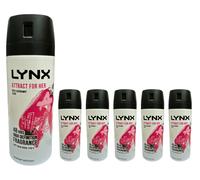 6 x 150ml LYNX Attract For Her Deodorant Spray Rose & Bergamot Scent