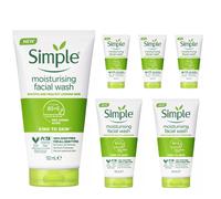 (6 x 150ml Moisturising ) 6 x 150ml Simple Kind to Skin Refreshing & Moisturising Face Facial Wash