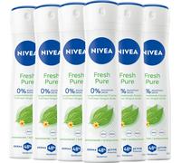 6 x 150ml Nivea FRESH PURE Antibacterial Deodorant Spray 0% Aluminium ACH