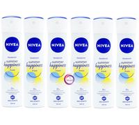 6 x 150ml Nivea WOMEN SUMMER HAPPINESS Anti-Perspirant Deodorant body Spray