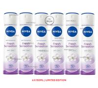 6 x 150ml Nivea WOMENS FRESH SENSATION Anti-Perspirant 72h Deodorant body Spray
