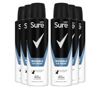 6 x 150ml Sure Men Invisible Ice Aerosol Anti-Perspirant Deodorant