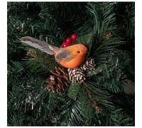 6 x 19cm Christmas Pick Decoration with Robin, Red Berries and Pinecones
