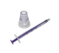 6 X 1ML QUALICARE ORAL ENTERNAL MEDICINE BABY ELDERLY DOSAGE NON-STERILE LATEX FREE DISPOSABLE PURPLE SYRINGES WITH BOTTLE ADAPTER
