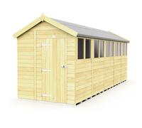6 x 20 Feet Apex Shed - Single Door W/ Windows - L590 x W175 x H217 cm Buttercup Farm Brown One Size