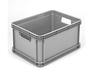 6 x 20 Litres Robusto Industrial Plastic Stacking Euro Storage Containers Boxes Crates GREY
