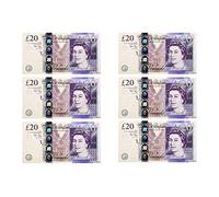 6 x £20 Notes Twenty Pound Note Cake Decoration Topper in Icing, Wafer or Wafer Card (Wafer)