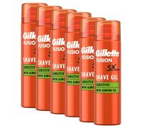 6 x 200ml Gillette Fusion 5 Ultra Sensitive Men Shaving Gel Skin Shave Cans