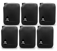 6 x 20L JERRY CAN - UN Approved Stackable Bottle Container + Tamper Evident Cap | Perfect for Storage of Water Liquids BLACK