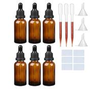 6 x 20ml Amber Glass Dropper Bottle Set, Empty Reusable liquid Pipette Ear Dropper Bottles Suitable for Essential Oils Massage Perfumery Aromatherapy Laboratory Fragrances Pharmacist Bottle