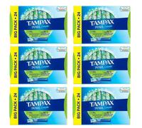 6 x 24 Tampax Pearl Compak Applicator Regular Leak Protect Absorbancy Tampons