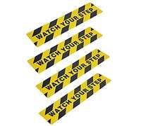 6" x 24" Watch Your Step Floor Tape Anti Slip Warning Sign Sticker Adhesive Non- Slip Abrasive Decal for Workplace Home Safety Wet Floor Caution - 4 Pack