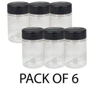 6 X 250Ml Clear Pet Plastic Bottles With 3 Zone Flipper Shaker Lid Dishwasher Safe Refillable Reusable