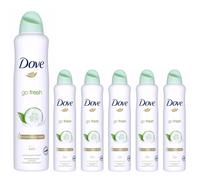 6 x 250ml Go Fresh Dove Cucumber & Green Tea Scent Deodorant Body Spray