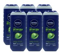 6 x 250ml Nivea Men Energy Shower Gel - Refreshing, Cleanses & Energises Skin