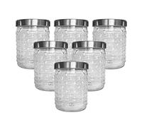 6 x 250ml Round clear Plastic Storage Jar with screw top Silver lids, airtight BPA free food storage containers Beauty Jar for kitchen, Hardware Storage, canisters
