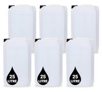 6 x 25L Plastic JERRY CAN for Water & Chemicals - UN Certified, Food Grade, Stackable with Tamper-Evident Cap, Ideal for Outdoor, Camping, Emergency, and Industrial Use