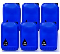 6 X 25L Plastic Water Container Jerry Can Un Certified, Food Grade, Ideal For Outdoor, Camping, Emergency, And Industrial Use Blue