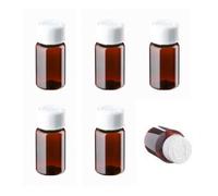 6 x 25ml Small Bottles with lids, Empty Plastic Medicine Amber Bottles, Pill Storage pots, Screw caps, Storage Dispenser