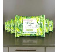 6 x 25Wipes Simple Kind to Skin Biodegradable Cleansing Makeup Remover Face Wipes for Women, Ideal for Sensitive Skin(Total 150Wipes)
