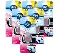 6 x 2ml Ambi Pur Car Air Freshener Vent Clip On Diffuser+ Refill - Flowers & Spring