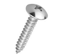 #6 x 3/8" Stainless Steel Truss Head Self Tapping Screws, 304 SS (18-8), Phillips Drive, Corrosion Resistant Screws for Wood, Metal & Sheet Metal Projects, 100 Pack