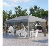 Outsunny 6x3m Pop Up Gazebo, Wedding Tent w/ 6 Mesh Walls & Carry Bag, Grey Aosom UK