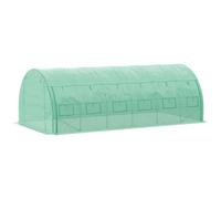 6 X 3 X 2 M Garden Walk In Polytunnel Greenhouse W/ Steel Frame Rolled Up Windows Green