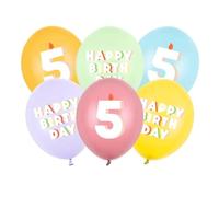 6 x 30 cm diameter number 5 balloons