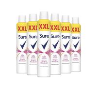 6 x 300ml Sure Women Anti-Perspirant Bright Bouquet Deodorant Spray XXL Bottles