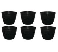 6 x 34cm Small Black Barrel Planter Plant Pot Plastic Indoor Outdoor Barrel Planter