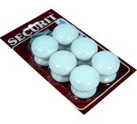 6 x 35mm White Ceramic Cupboard Door knobs & Screws