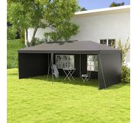Outsunny 6 x 3 m Party Tent Gazebo Marquee Outdoor Patio Canopy Shelter with Windows and Side Panels, Dark Grey