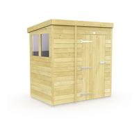 6 x 4 Feet Pent Security Shed - Double Door - L118 x W185 x H201 cm Buttercup Farm Brown One Size
