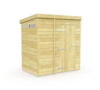 6 x 4 Feet Pent Security Shed - Single Door - L118 x W185 x H201 cm Buttercup Farm Brown One Size
